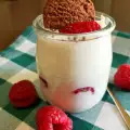 Zelfgemaakte Griekse yoghurt met frambozen en koekjes