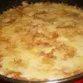Moussaka met aardappel, gehakt en rijst