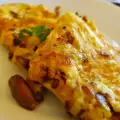 Omelet met paddenstoelen en prei