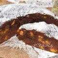 Chocoladecake met perziken en rum