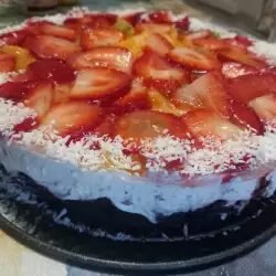 Oreo cheesecake met aardbeien en kokosnoot