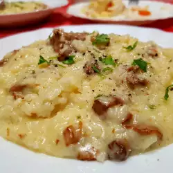 Delicate risotto met paddenstoelen