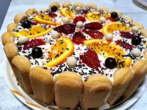 Lange vingertaart met fruit en baileys
