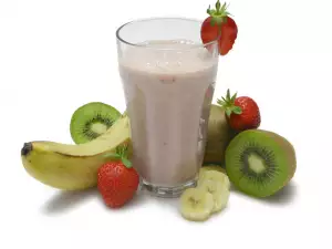 Chocoladeshake met stukjes banaan