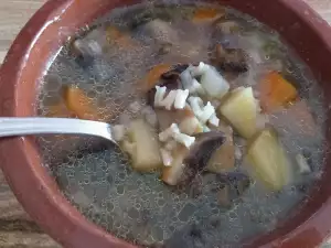 Champignonsoep met rijst en aardappelen