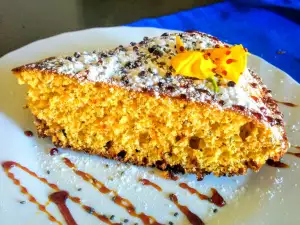 Pompoencake met chiazaden uit de koekenpan