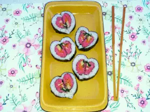 Vegetarische gimbap hartjes