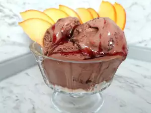 Chocolade sundae met nectarines