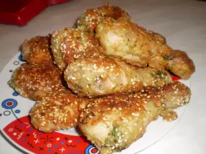 Gepaneerde drumsticks met sesamzaadjes