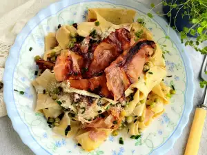 Pappardelle met prosciutto