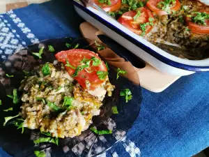 Gebakken kip met bulgur en veldzuring