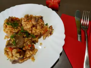 Vegan rijst met paddenstoelen mix
