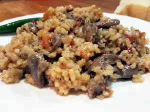 Kippenharten met rijst en paprika
