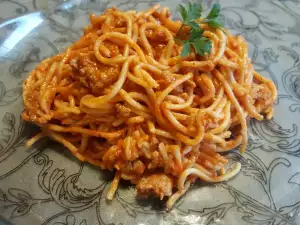 Spaghetti met gehakt en tomaten