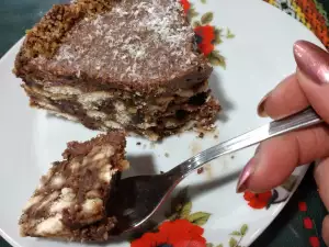 Chocoladetaart met koekjes en walnoten