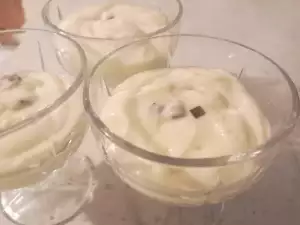 Zelfgemaakte vanillecreme met chocoladesnippers