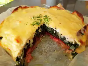 Braadpan van rode biet, aardappel en spinazie