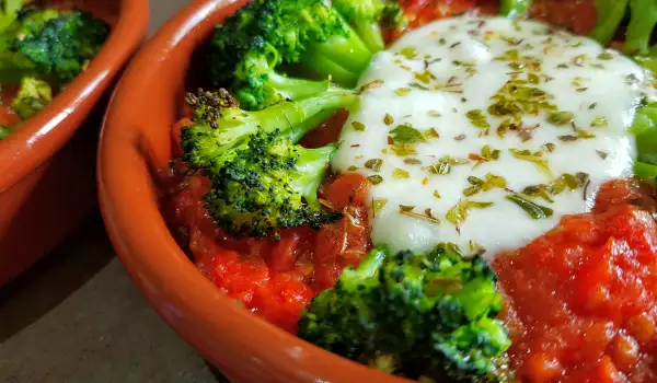 Broccoli met tomatensaus en mozzarella