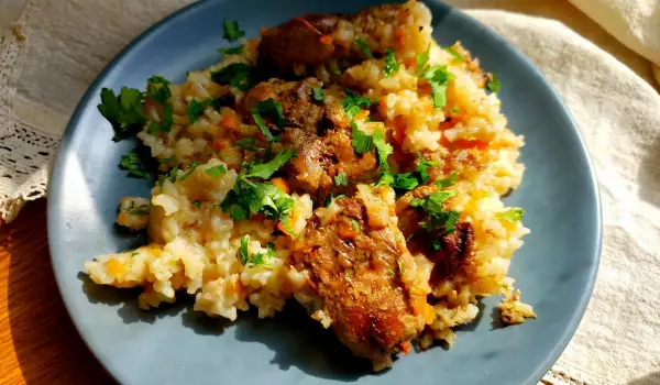 Rijst met kippenlevertjes uit de oven