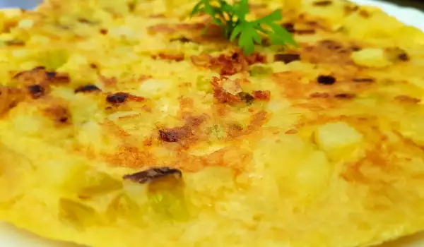 Frittata met prei en aardappelen