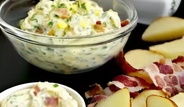 Aardappelsalade met spekjes en rucola