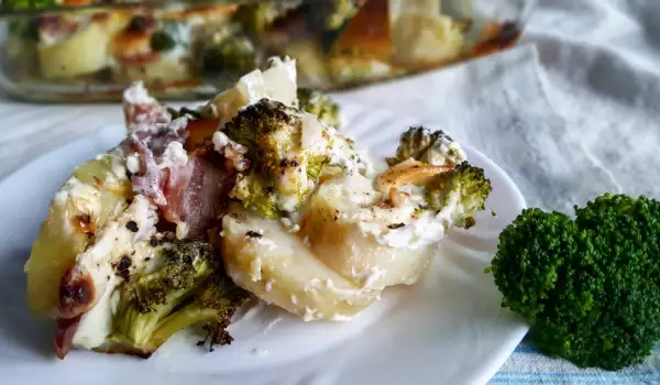 Ovengebakken aardappelen met broccoli en room