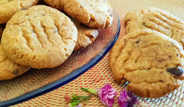 Zachte koekjes met pindakaas en chocolade