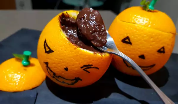 Sinaasappel en chocolade Halloween crème