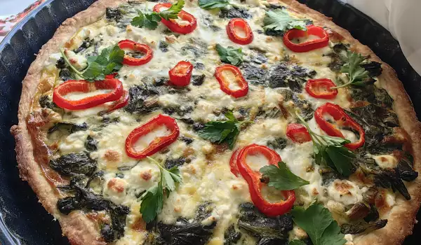Lente quiche met spinazie- en veldzuring