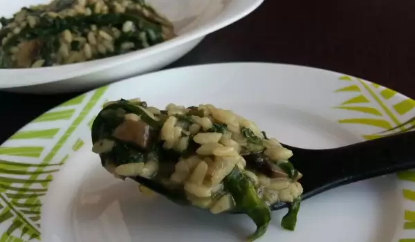 Risotto met spinazie en champignons