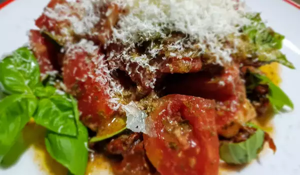 Gepelde tomaten salade met pesto van zonnebloempitten