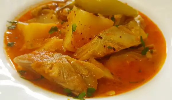 Vegan stoofpot met artisjokken en aardappelen