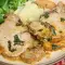 Ovengebakken karbonades met smeerkaas en champignons