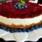 Cheesecake met mascarpone en bosbessenjam