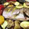 Ovengebakken rode zeebrasem met aubergine en courgette