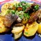 Aardappelen met grote parasolzwammen uit de oven