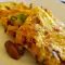 Omelet met paddenstoelen en prei