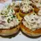 Gevulde champignons met room en jamon