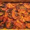 Zomerschotel met aubergine en geroosterde paprika