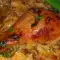 Kip met verse kool uit de oven