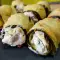 Gebakken courgette rolletjes met kalkoen en kwark