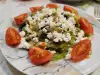 Courgettespaghetti met pesto en champignons