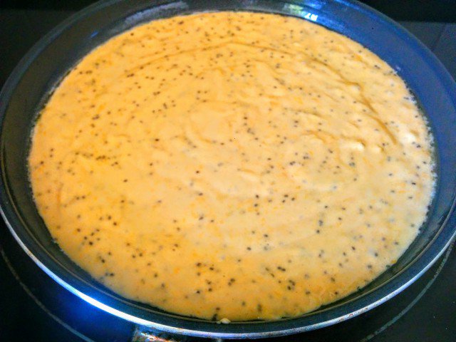 Pompoencake met chiazaden uit de koekenpan