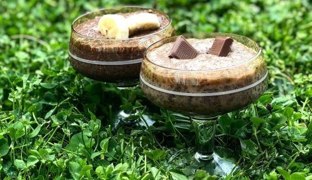 Chocoladepudding met chiazaden en honing