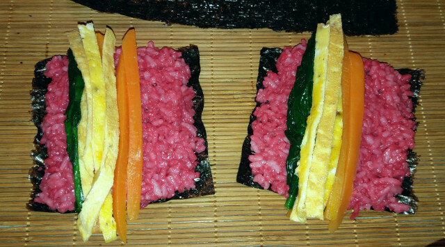 Vegetarische gimbap hartjes