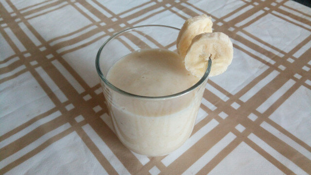 Proteine shake met banaan, cottage cheese en eiwitten